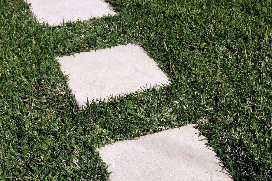 Flagstone and artificial grass